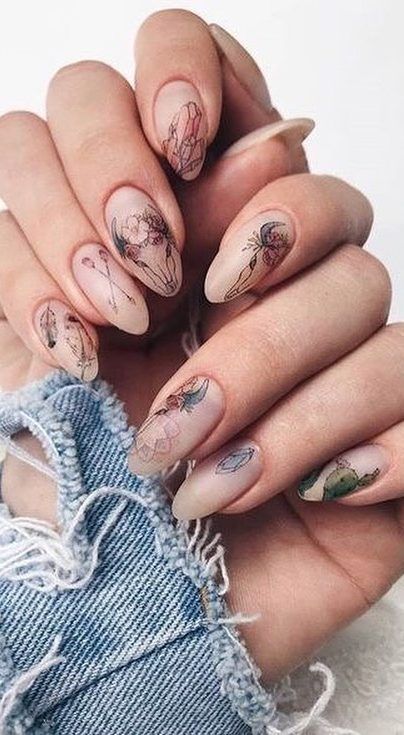 glamorous nude Bridal Nail Art with black lace effect