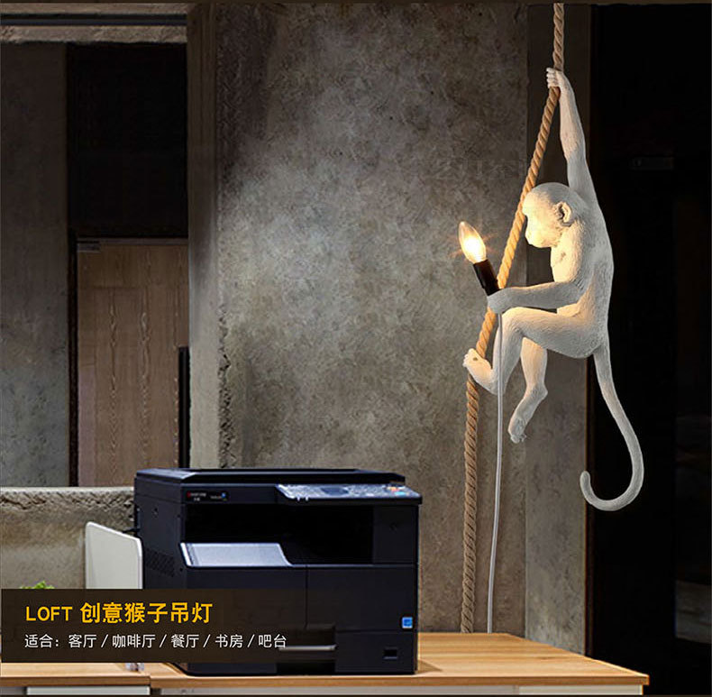 cute Monkey lights holding light bulbs and swinging on ropes, home decor