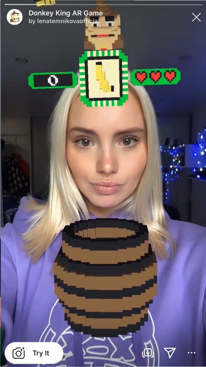 Girl playing instagram filter 