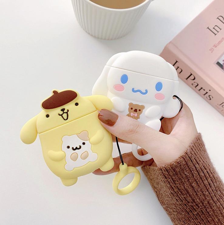 cheap airpods case in cute sanrio cinnamoroll and pompompurin design