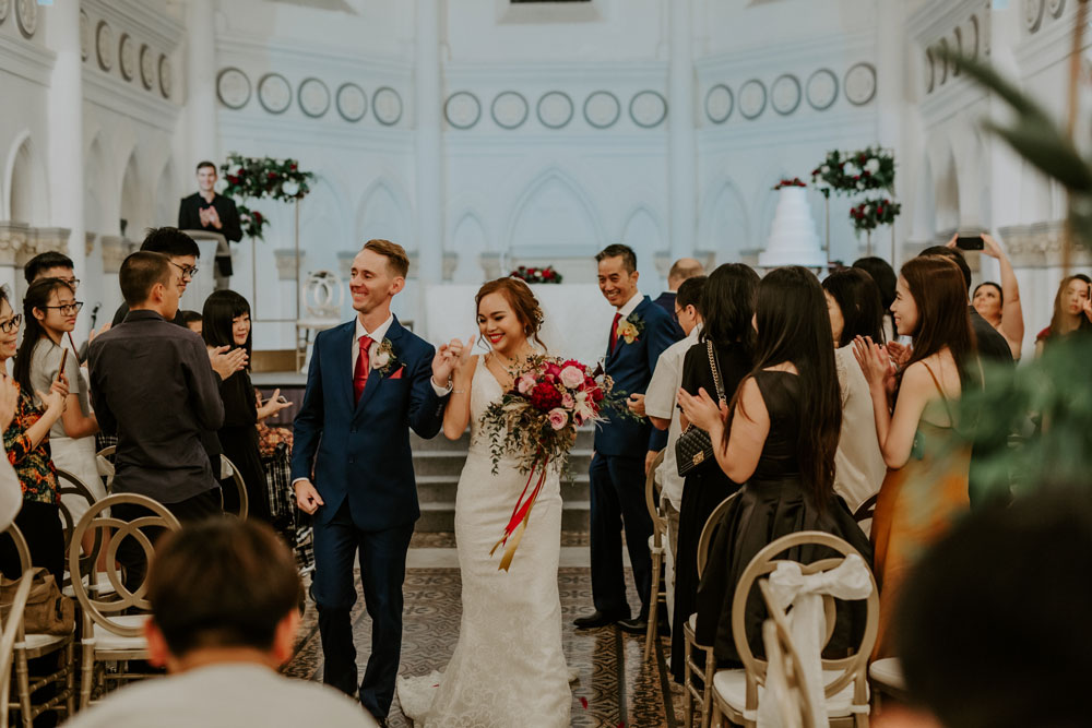 bride and groom, singapore wedding venue chijmes