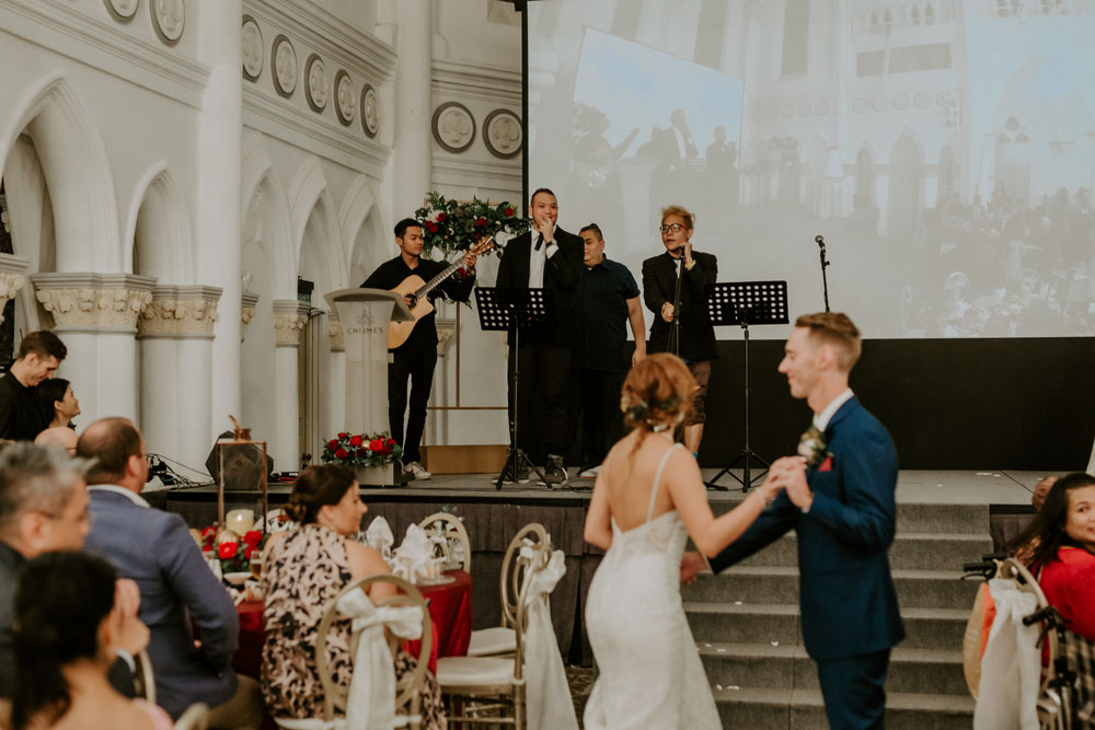 singapore wedding venue chijmes with live band on stage