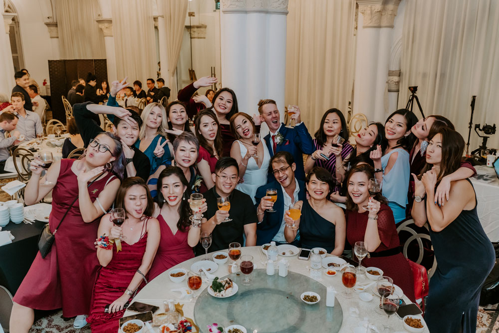 group photo in singapore wedding venue chijmes