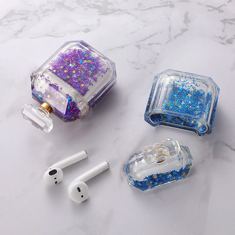 cheap airpods case cute perfume bottle with glitter
