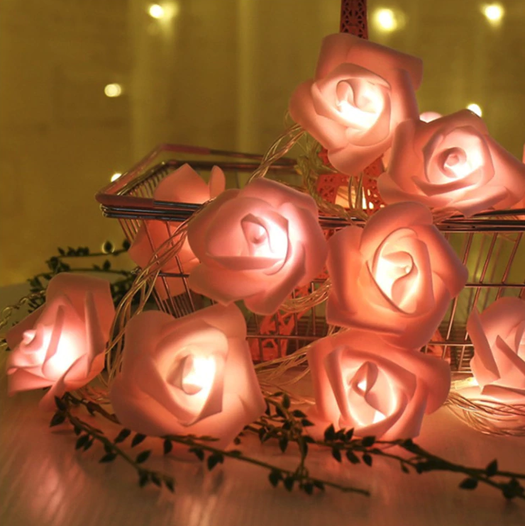 pink realistic-looking Roses fairy lights