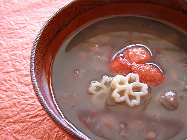 sakura-shaped pasta as a soup topping