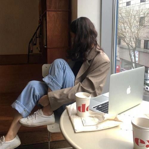 Girl taking a break from working