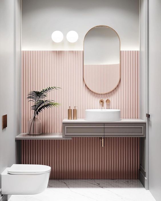 Pink and white toilet