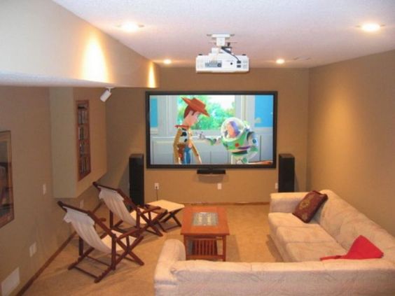 Home cinema with sofa and projector