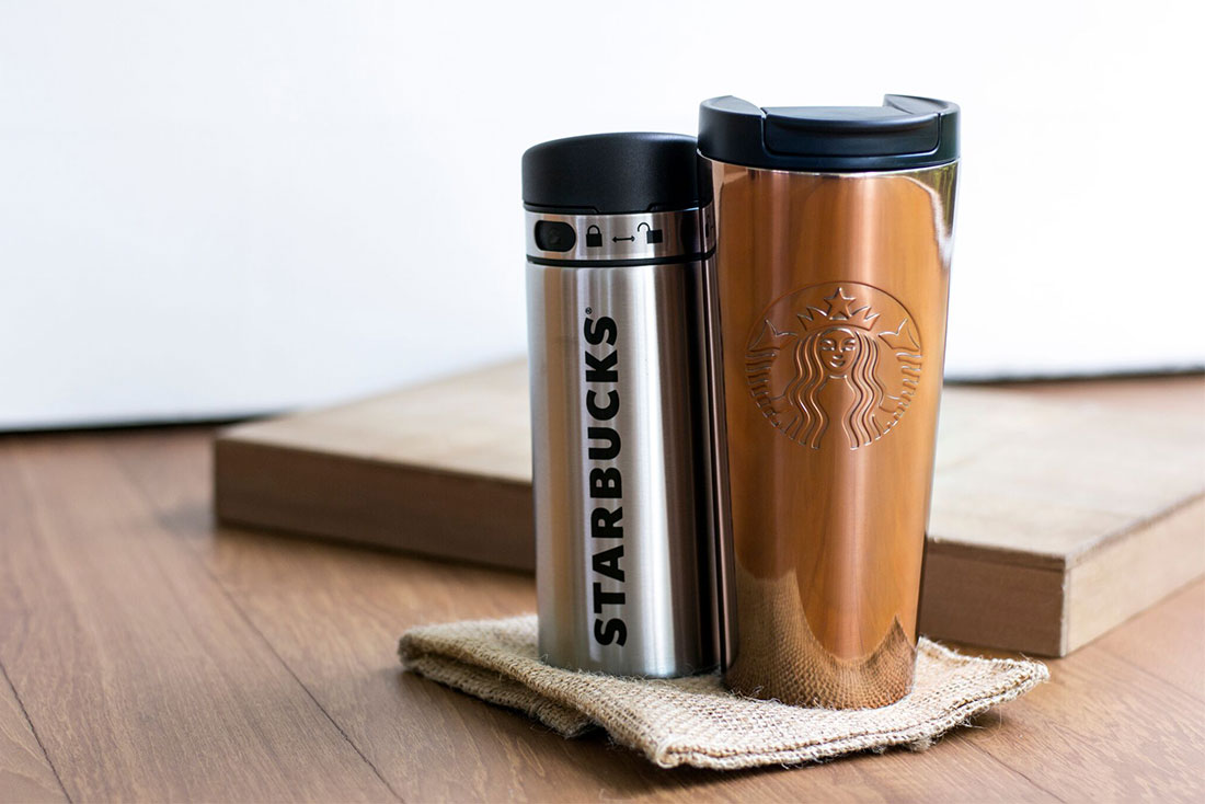 minimalist marble black and white Starbucks Singapore merchandise collection stainless steel tumblers copper