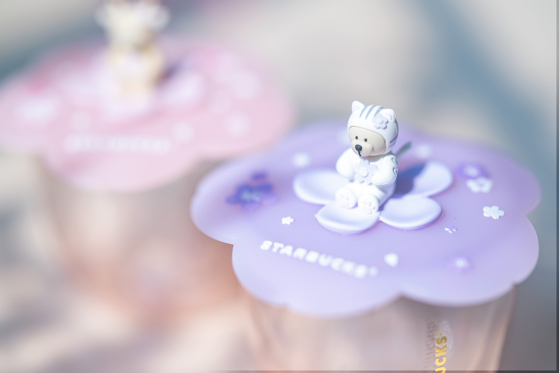 New Starbucks Singapore Sakura Party Merchandise in march 2020 Bearista cup lids in purple
