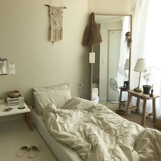 Korean-style bedroom interior design stlish minimalist white and brown