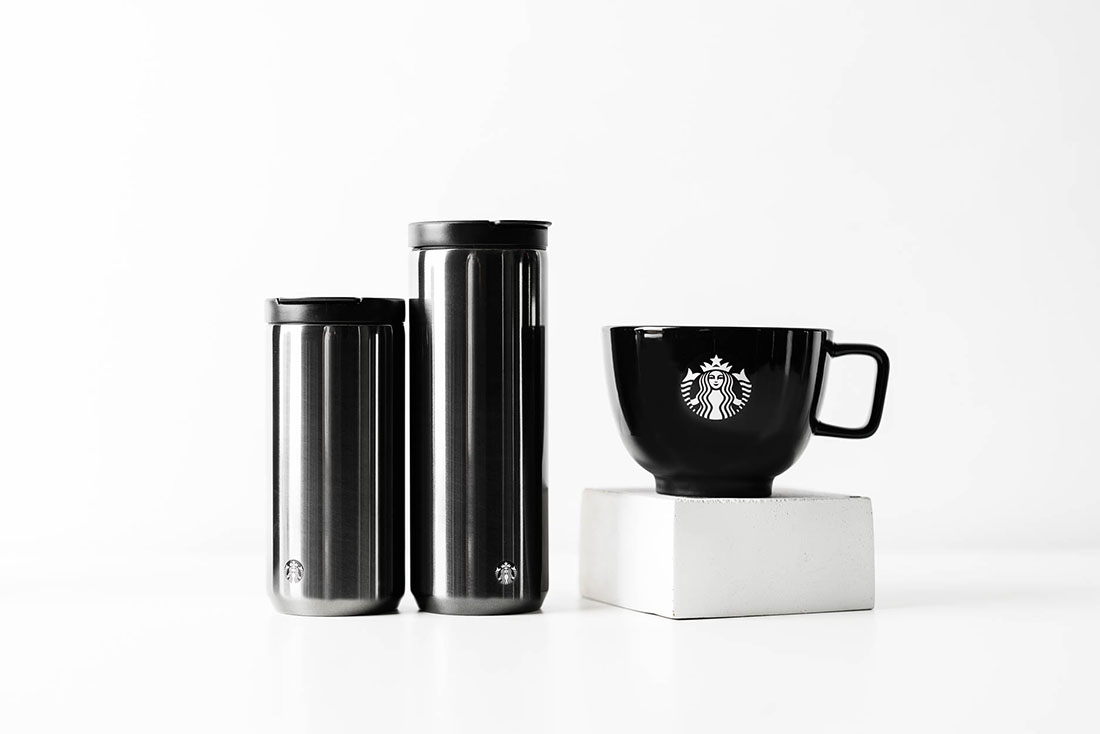minimalist marble black and white Starbucks Singapore merchandise collection Chrome 
