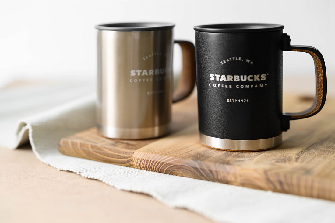 minimalist marble black and white Starbucks Singapore merchandise collection Stainless steel mugs