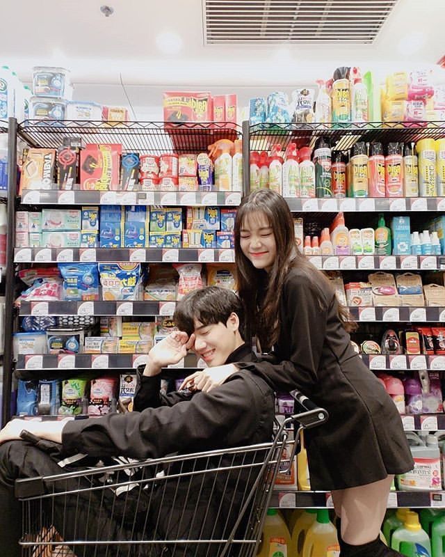 Couple shopping together