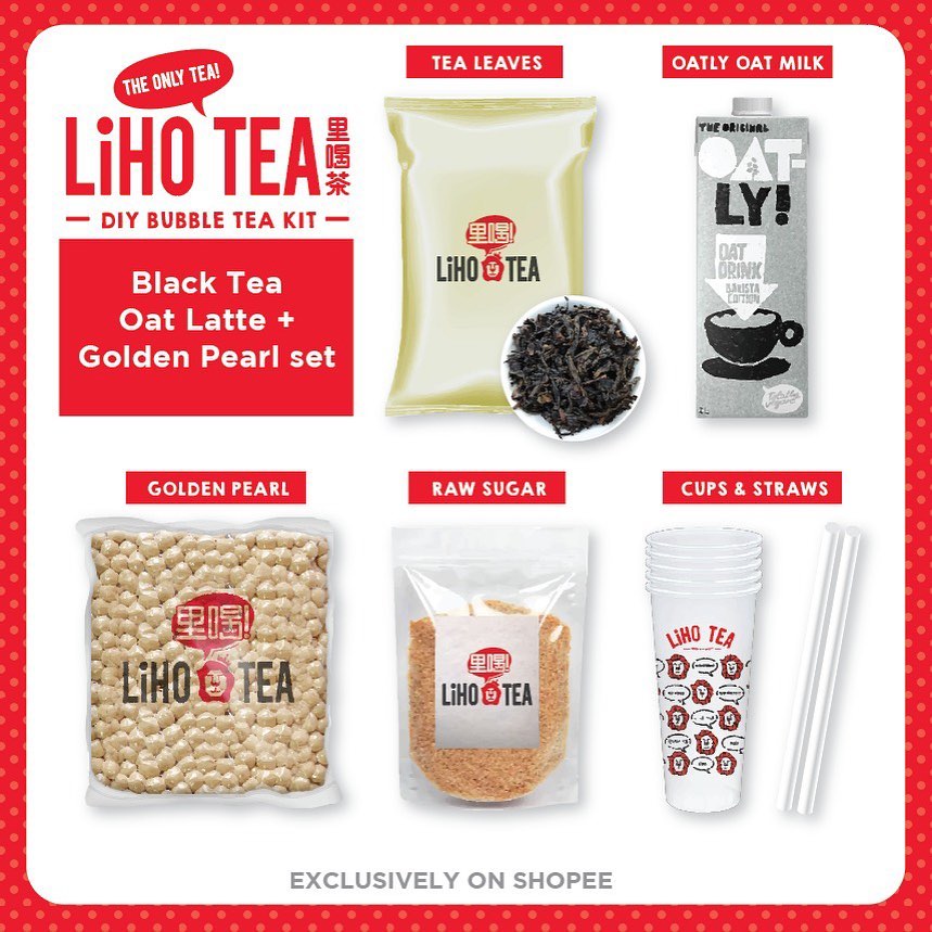 Liho Tea DIY Bubble Yea Kit Black Tea Oat Latte with Golden Pearl