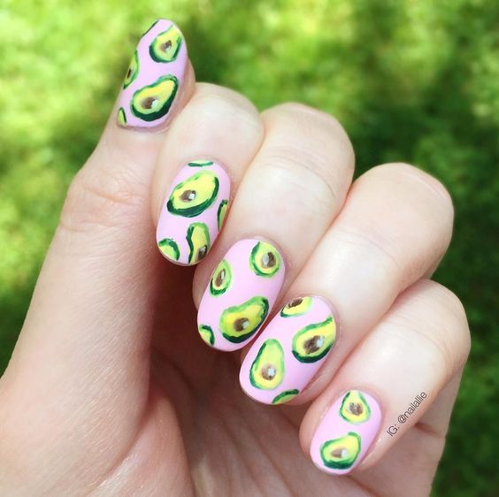 Avocado painted nails 