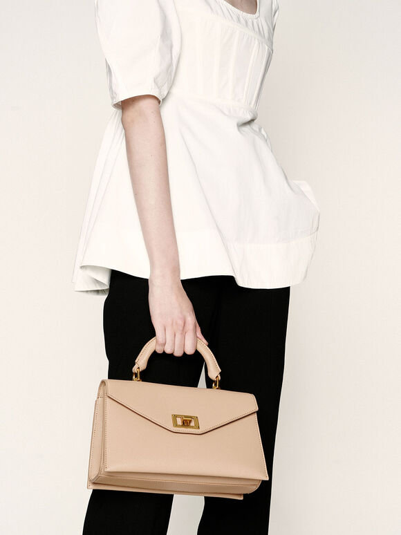 Charles & Keith Turn-Lock Top Handle Bag