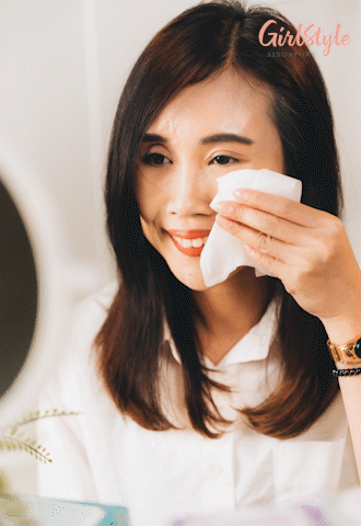 Asian woman removing makeup using Bifesta Micellar Makeup Remover Wipes