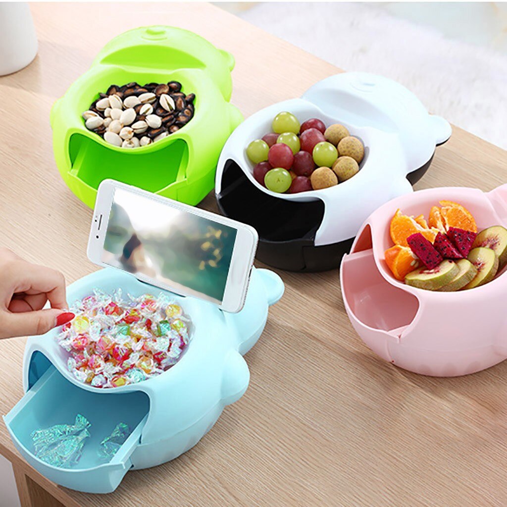 bear-shaped snack and phone bowl holder