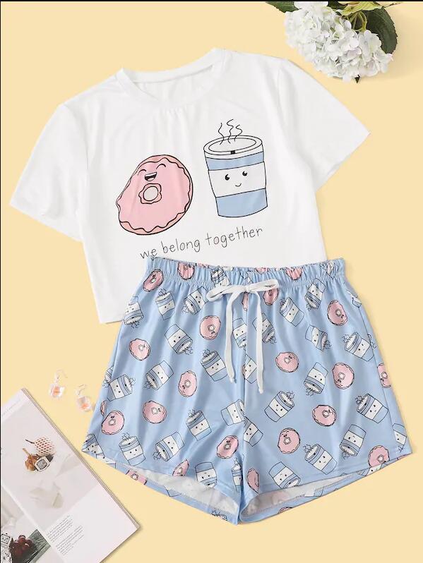 Donut and coffee short-sleeved pyjamas