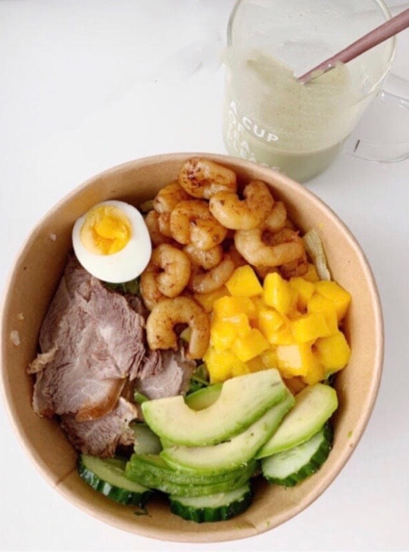 Prawn and beef diet meal