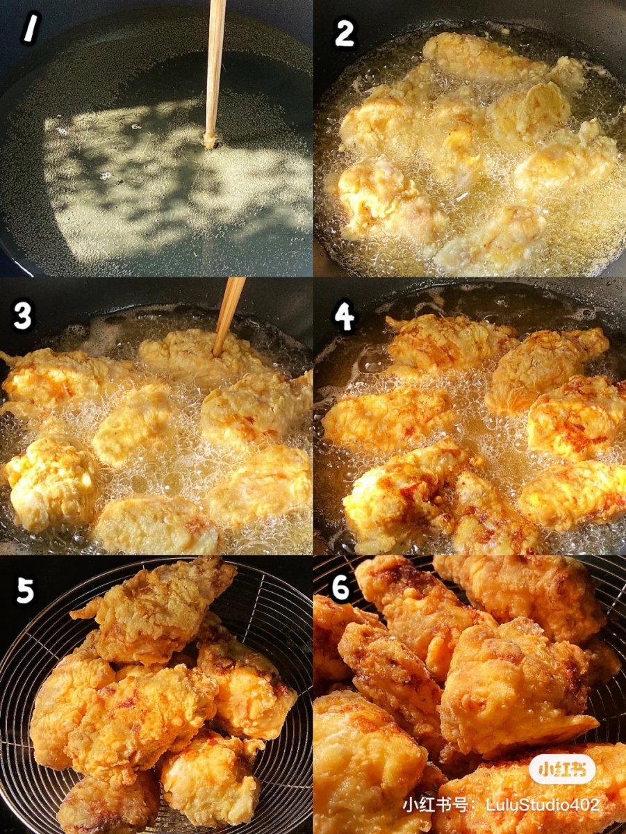 Cooking the Korean yangnyeom fried chicken