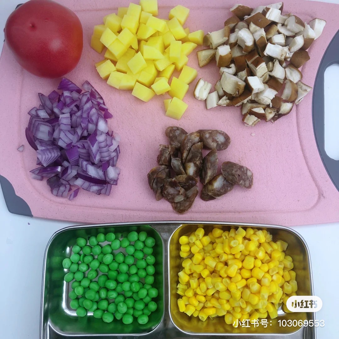 Chopped Ingredients For Fried Rice