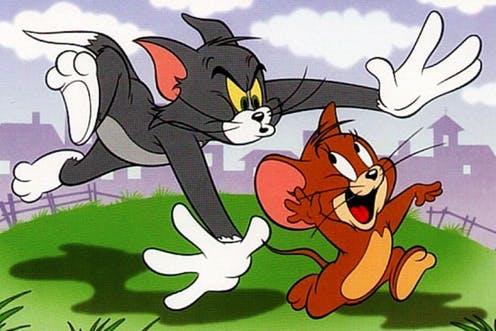 Tom And Jerry chasing and running away