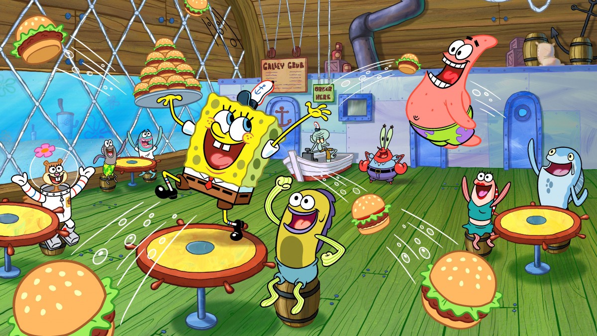 SpongeBob SquarePants and Patrick star in the crabby paddy restaurant