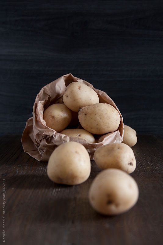 Raw potatoes in a bag 