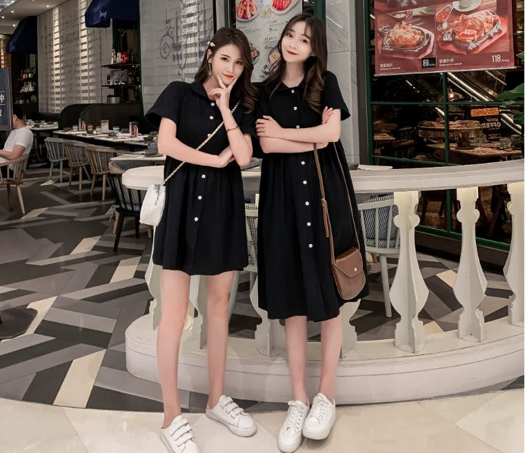 Besties in matching outfits