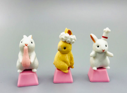 Rabbit keycaps on pink base
