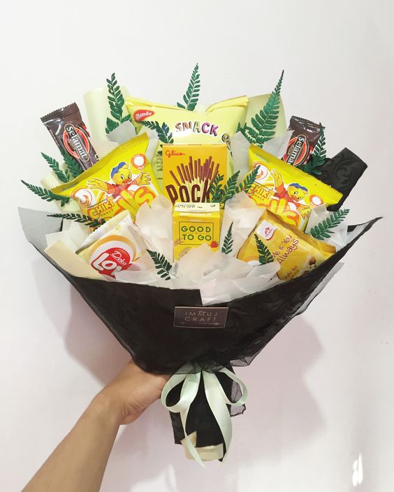 Yellow snack bouquet