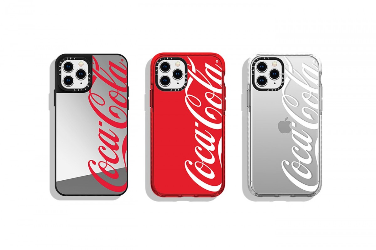 CASETiFY phone cases with Coca-Cola printed on it written in English
