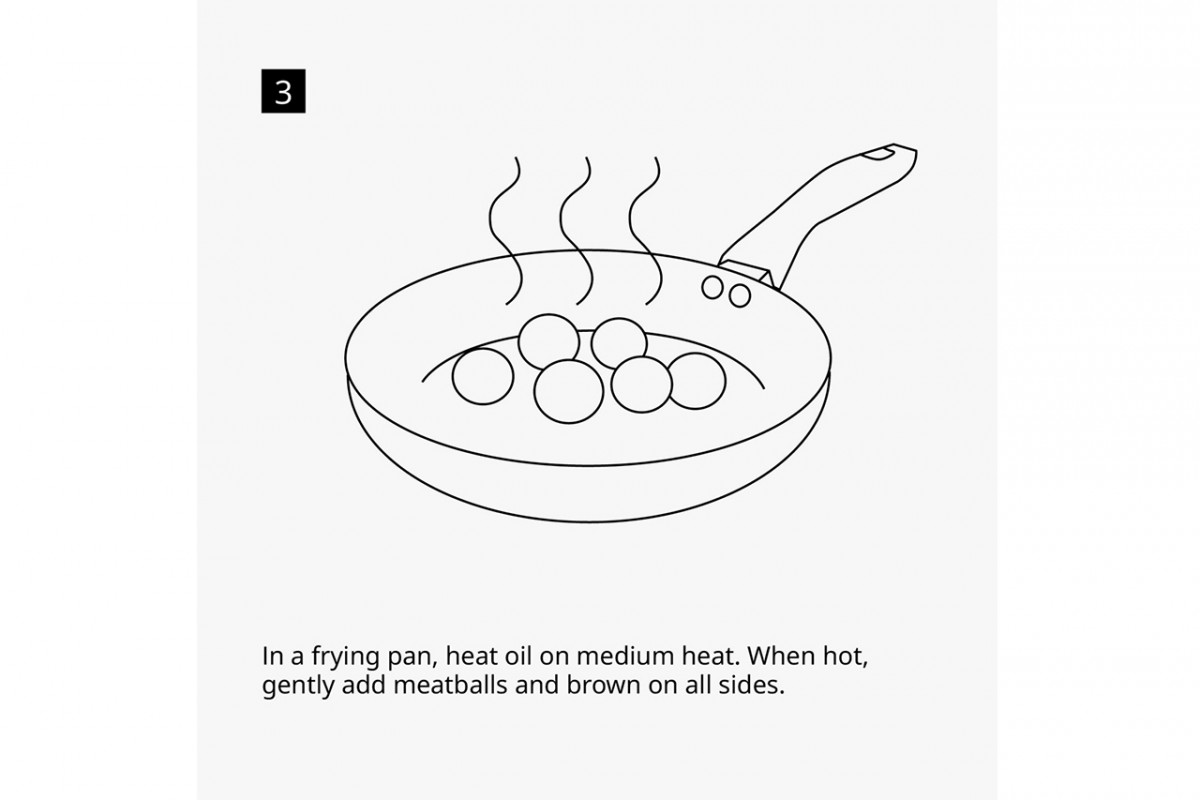 Third step in cooking the IKEA meatballs