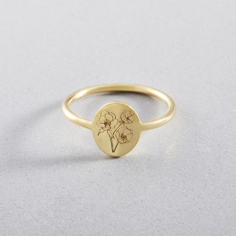 gold Birth flower ring
