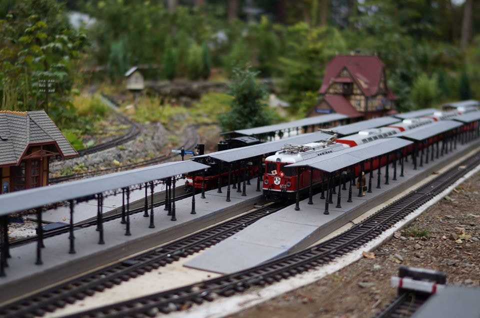 miniature train station in Small Worlds Tokyo