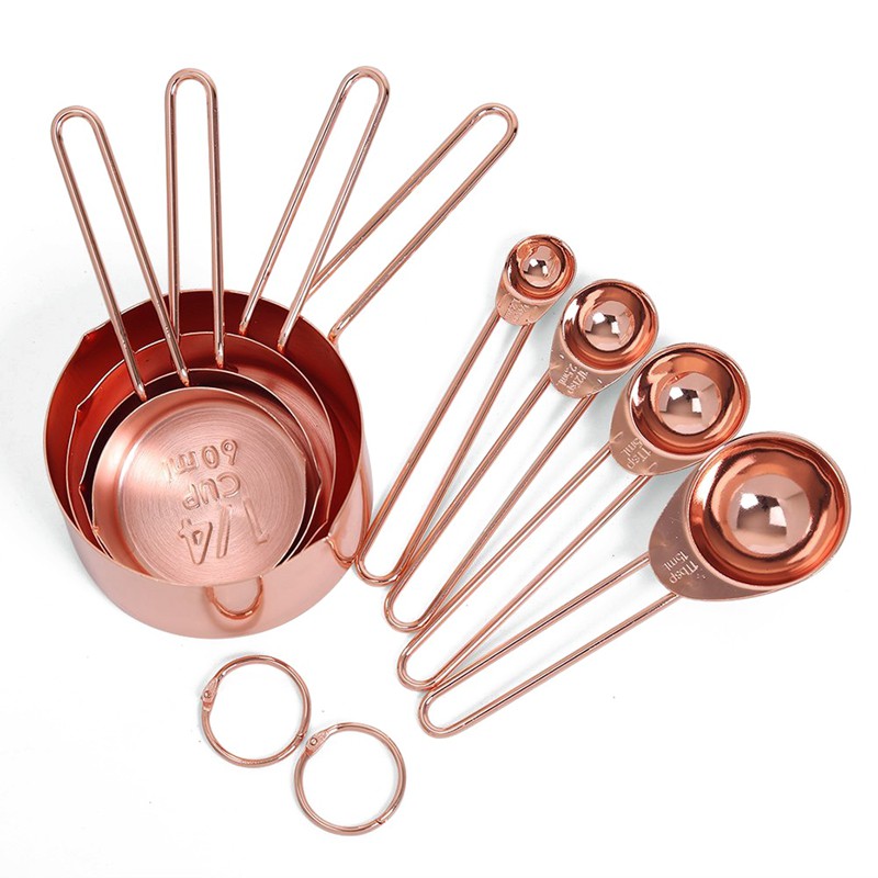 Rose gold measuring cups and spoons