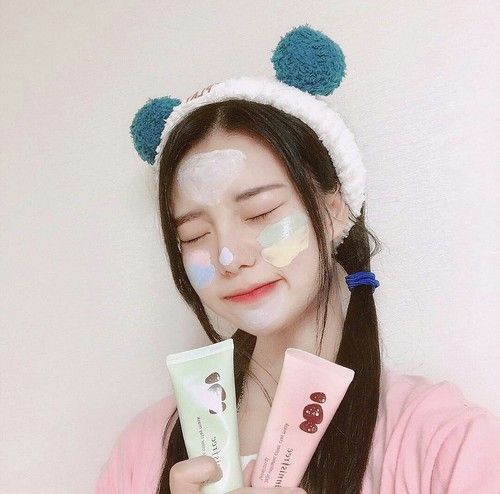 Girl with different masks applied on the face