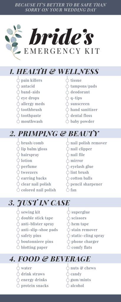 Bride emergency kit checklist 
