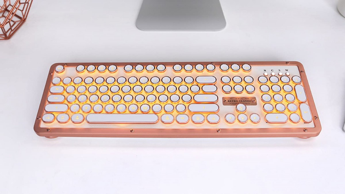 metal rose gold and white Steampunk keyboard