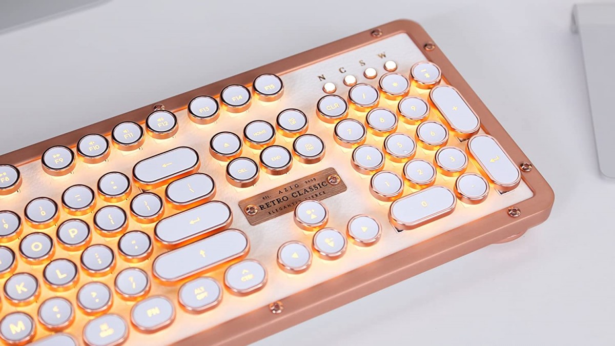 metal rose gold and white Steampunk keyboard