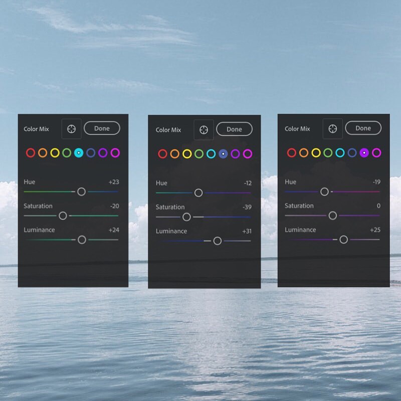 Editing colours of Aegean Sea filter