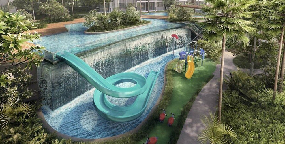 giant water slide in High Park Residences in Sengkang, Singapore