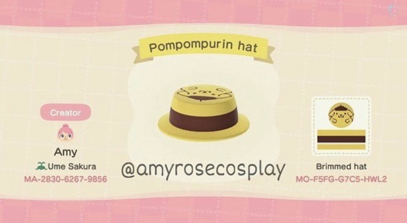 Pompompurin Hat Outfit For Animal Crossing