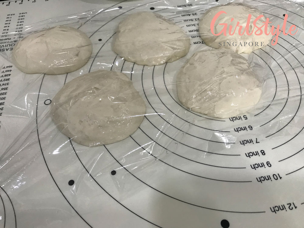 separate dough pieces for butter and garlic naan