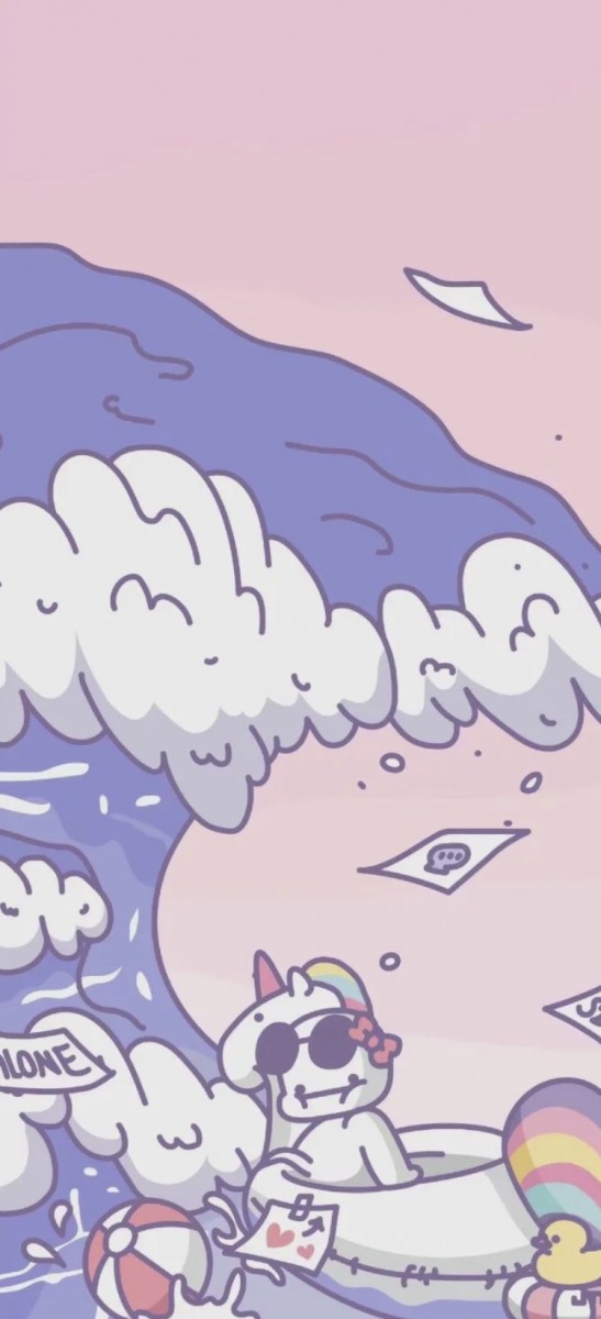 purple waves pastel illustration phone wallpaper