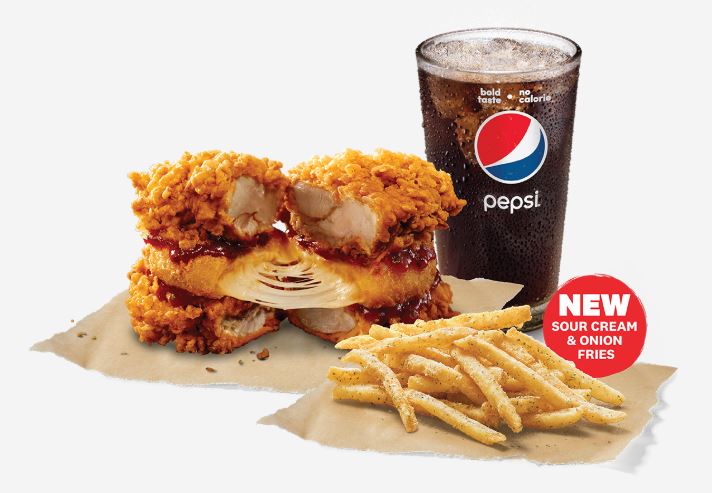 KFC Mozzarella Zinger Double Down Sour Cream And Onion Fries Singapore