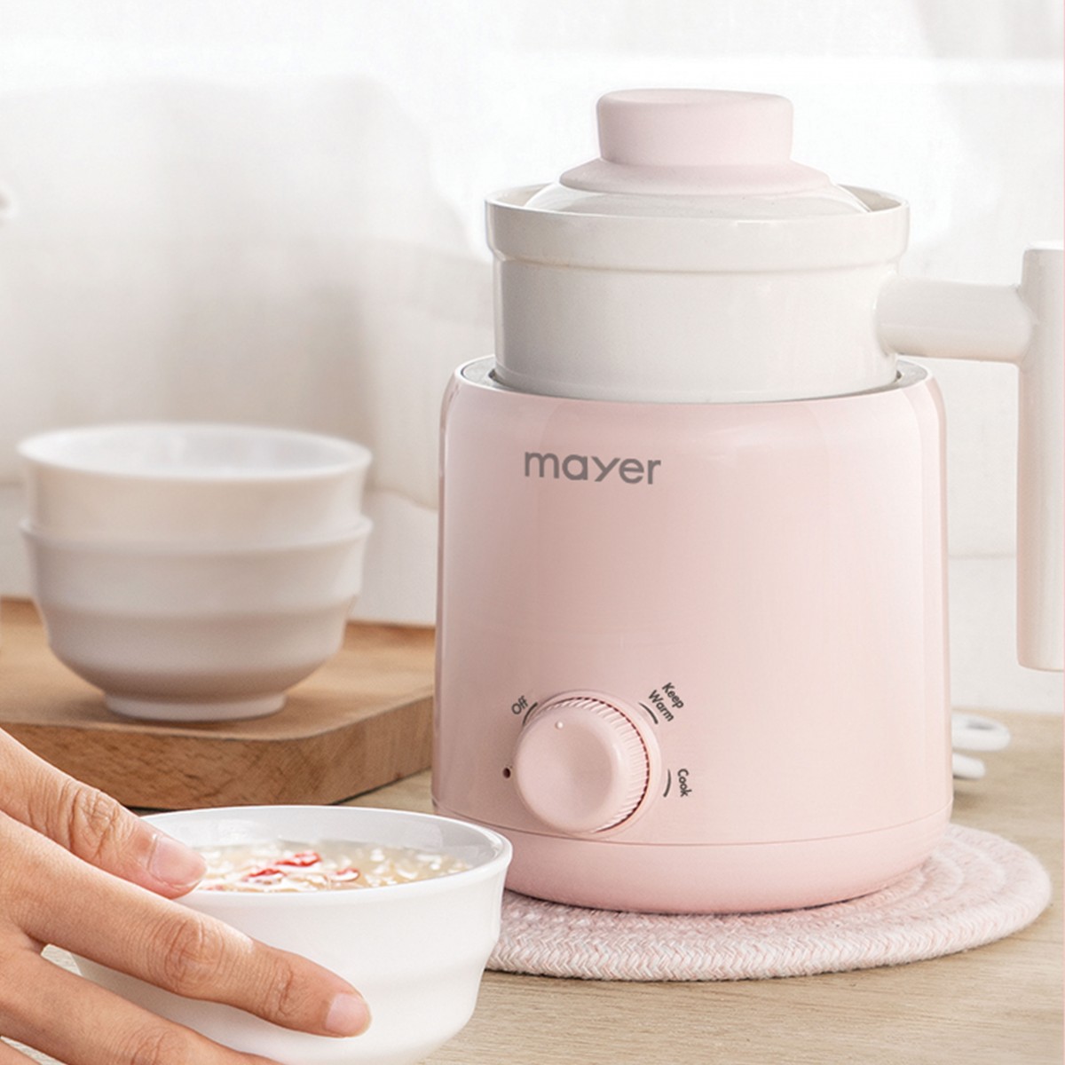 Mayer Electric Cooker with Ceramic Pot MMECP06 Pink of Health